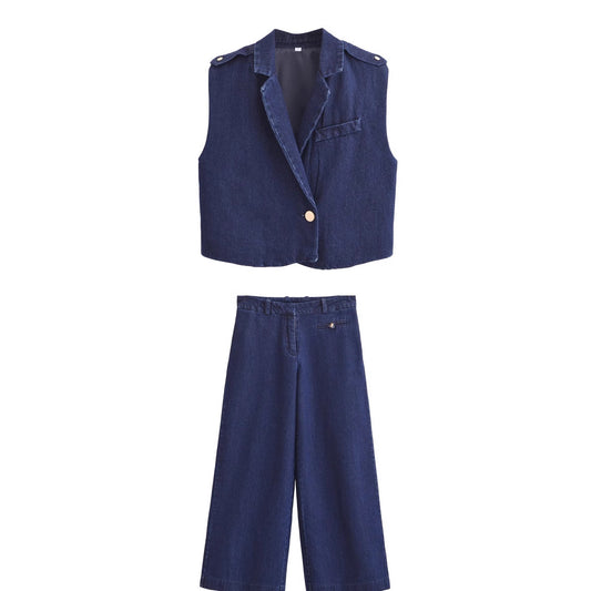 Cowboy suit vest vest+jeans suit for women