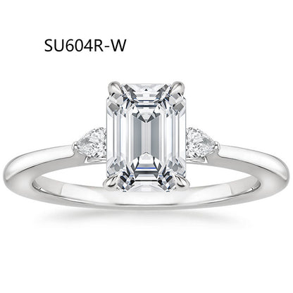 Fashion Luxury Three-Stone Diamond Ring 1 Carat Wedding Ring S925 Sterling Silver Plated 18K Gold Lab-Grown Diamond Ring for Women