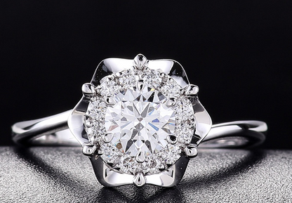 Cultured Diamond Ring, Elegant Diamond Engagement Ring, Non-Tarnishing 18K Gold Lab-Grown Diamond Ring