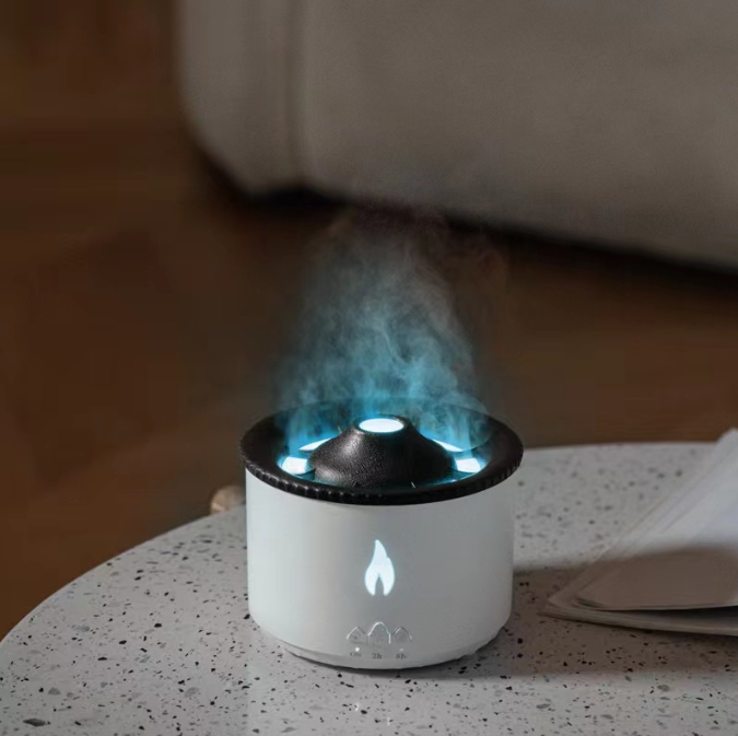 New creative simulation flame aromatherapy machine remote control spray jellyfish humidifier new spit ring humidifier