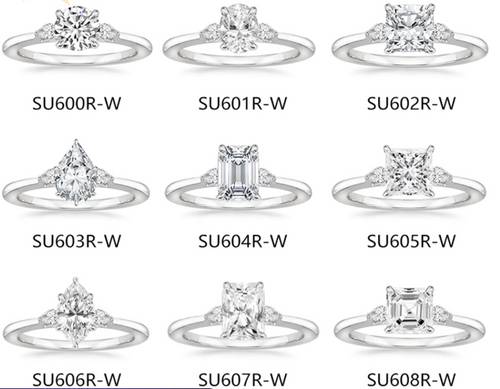 Fashion Luxury Three-Stone Diamond Ring 1 Carat Wedding Ring S925 Sterling Silver Plated 18K Gold Lab-Grown Diamond Ring for Women